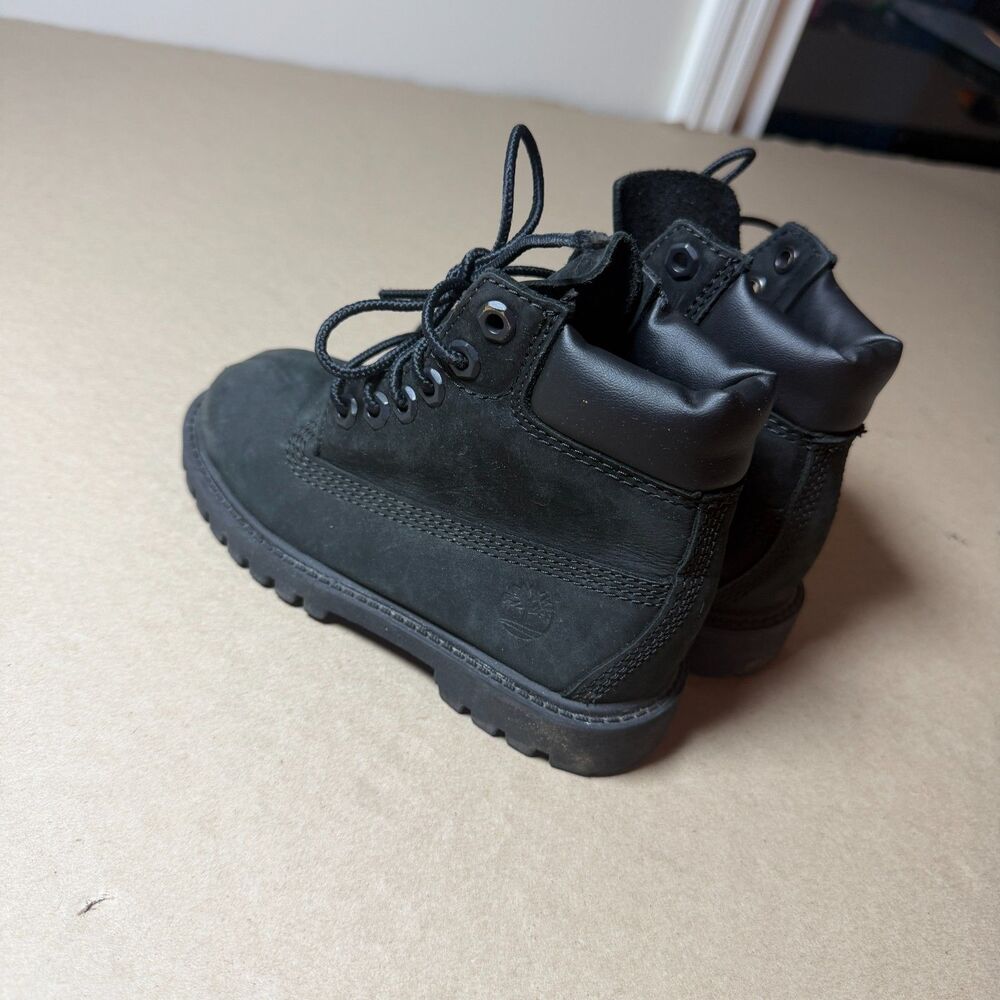 little kids black timberland boots padded leather rubber outsoles SZ 10M